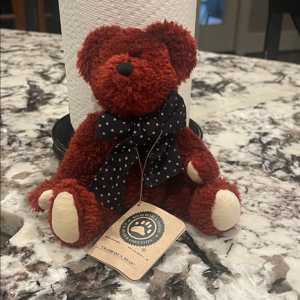 Boyds Bears Cranbeary N Bear with Starry Black Bow and jointed